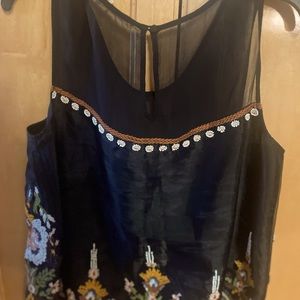 Black tank with beaded and smocking threads purchased in Arizona Anthropology